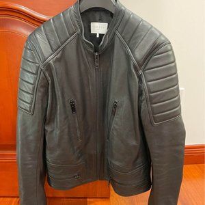 Sandro Leather jacket with quilted trims